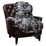 Chanasya Super Soft Cozy Fuzzy Fur Warm Charcoal Gray Sherpa Throw Blanket -Gray Wavy Fur Pattern