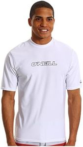 O'Neill UV 50+ Sun Protection Mens Basic Skins Short Sleeve Tee Sun Shirt Rash Guard, White, Medium