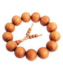 RDK Handcrafted Unisex Adjustable Sandalwood Scented Charm Bracelet Chandan Stretchable Wristband for Meditation Pooja Chanting Wearing Jewelry Prayer Beads - 14 MM