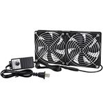 GDSTIME Big Airflow Dual 2 * 120mm Fans DC 12V Powered Fan with AC 100V - 240V Speed Control, Cabinet Chassis Cooling Fan, Server Workstation Electric Cooling Fan