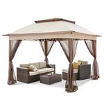 COOL Spot 11'x11' Pop-Up Gazebo Tent Instant with Mosquito Netting Outdoor Gazebo Canopy Shelter with 121 Square Feet of Shade (Beige)