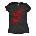 Womens Glitter Hearts T Shirt Cute Valentines Day Red Heart Graphic Novelty Tee for Ladies Funny Womens T Shirts Love T Shirt for Women Funny Mother's Day Black - XL