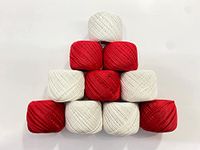 ELEXIQ Crochet Cotton Thread Yarn for Knitting and Craft Making Combo Pack of 10 Roll (Multicolour) (RED and White)