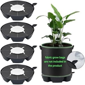 OTraki 4-Pack Self-Watering Pot Base, Auto Irrigation Fabric Pot Base with Watering Lip Use for Indoors Outdoors in Grow Tents, Greenhouses, Gardens, Black