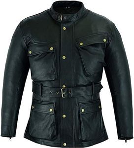 Mens Motorcycle Jacket, Premium CE Armour Genuine Nappa Cowhide Leather Bikers Jacket For Riding Touring (3XL)