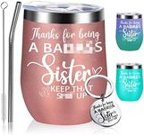 Sisters Gifts From Sisters Birthday Gifts From Sister 12oz Thanks For Being Sister Teal Wine Tumbler Christmas Bday Presents For Soul Unbiological Sisters Cup With Lid Straw Keychain