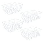 MIVIDE 4PCS White Metal Wire Storage Baskets, Freezer Baskets for Chest Freezers, Small Wire Basket for Freezer Kitchen Pantry Closets Bathroom (28x22x12cm)