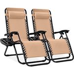 Best ChoiceProducts Zero Gravity Chairs Tan Lounge Patio Chairs Outdoor Yard Beach New (Set of 2)