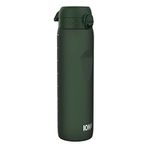 Ion8 1 Litre Water Bottle, Leak Proof, Flip Lid, Carry Handle, Rapid Liquid Flow, Dishwasher Safe, BPA Free, Soft Touch Contoured Grip, Ideal for Sports and Gym, Carbon Neutral Recyclon, Dark Green