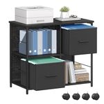 VASAGLE File Cabinet, Rolling Printer Stand with 2 Fabric Drawers, Easy Assembly, for A4, Letter-Size Files, Hanging File Folders, Home, Office, Ebony Black UOFC057B56