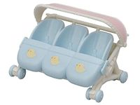 Sylvanian Families Triplets Stroller, - dollhouse playset L5533, Blue