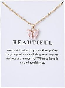 Butterfly Necklaces for Women Girls Friendship Gifts for Women Friends Butterfly Christmas Birthday Gifts for Best Friend Daughter Sister Butterfly Pendant Necklace with Message Card