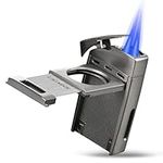 Torch Lighter,Cigar Lighter and Cutter Set Double Jet Candle Lighter,Rechargeable Refillable Butane Lighter for Cigarette Barbecue,Windproof Lighters Gift for Men, Grey(No Butane)