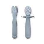 NUK for Nature Pretensil Dipper Spoon and Fork Set, Stormy Blue