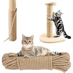 Rope for Cat Scratching Post - BARPOT Natural Hemp Rope for Scratching Post Tree Replacement, 1/4 inch Hemp Rope for Cat Tree and Tower (50FT)