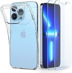 SPIGEN Liquid Crystal Pack Case & GLAS.tR Slim [2-Pack] Screen Protector Designed for Apple iPhone 13 Pro (2021) [6.1-inch] Exact Fit Slim Soft Cover - Clear