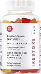 iRestore Hair Gummy Vitamins, Vegan Biotin Gummies for Hair Skin and Nails Gummies, Hair Gummies, Biotin Gummies for Hair Growth Biotin Vitamins Hair Vitamins Gummies for Women & Men, Biotin 10000mcg