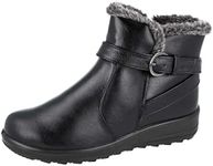 Cushion Walk Winter Warm Lined Ankle Boots Womens Padded UK 4-8 (UK 6 / EU 39, Skye Black)