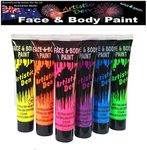 Uv Neon Glow Face And Body Paint - Set Of 6 x 15ml Tubes