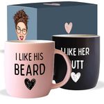 Triple Gifffted Funny Couples Gifts for Christmas, Wedding Anniversary, Engagement, Valentines Day Girlfriend Boyfriend Couple Gift, His & Hers, Bride & Groom, Him & Her, Ceramic, 380ML