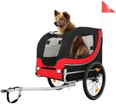 Plturdke Dog Bike Trailer for Large Dogs up to 120LBS - All-Terrain Foldable Pet Carrier with Heavy-Duty Steel Frame for Cycling, Camping or Outdoor Trips (Black+Red)