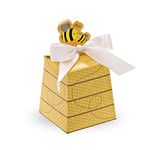 SumDirect 50Pcs Paper Beehive gift Box Baby Favors Candy Boxes with White Satin Ribbons, for Baby Shower Birthday Decorations (Yellow)