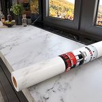 Decotalk 30"x120" Matte White Marble Contact Paper Grey Wallpaper Peel and Stick Wallpaper Granite Contact Paper Decorative for Kitchen Countertops Bathroom Dresser Large Thick Wallpaper Roll