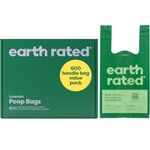 Earth Rated Dog Poo Bags with Handles Value Pack, Easy Tie and Guaranteed Leakproof, Lavender, 600 Handle Bags