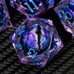 ARUOHHA Purple Dragon Eye Dice DND Liquid Core Dice Set Resin Sharp Edged Dice Set with Gift Box, Dungeons and Dragons Polyhedral D&D Dice Handmade Role Playing Dice Set D20 D12 D10 D8 D6 D4