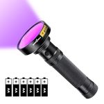 amiciVision 18W 100LED UV Flashlight, 395~400nm Ultra-Violet Metal Torch for Official Document Authenticity, Resin Curing, Gemstone Observation with 6xAA Battery