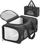 Petsfit Cat Carrier Airline Approved, 19 x 9 x 12 Soft-Sided Pet Carrier, 3 Carrying Ways, Lightweight, Breathable, Escape Proof, with Adjustable Shoulder Strap and Soft Cushion Black