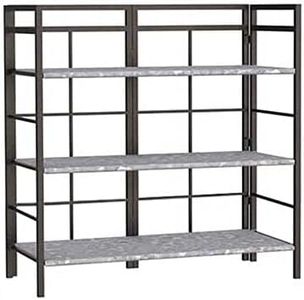 Panacea 83391 Vintage Plant Stand, Black, 44 Inch, Three Tier Metal Plant Stand with Folding Steel Frame, Industrial Style Shelves for Indoor or Outdoor Planter Display, Holds Pots up to 15 Inches