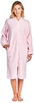 Casual Nights Women's Zip Up Front Long Fleece Robe House Dress - Pink - XX-Large