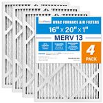 LotFancy 16x20x1 Air Filters, MERV 13 AC Furnace Filters, 4 Pack Pleated Air Conditioner HVAC Filters (Actual Size: 15.75 x 19.75 x 0.75 Inches)