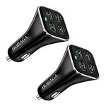 USB Car Charger Adapter, QC 3.0 Fast car Charger, 4-Port Multi 9.6 Amp 48W Rapid Car Charger Compatible with All Smartphone [2 Pack].