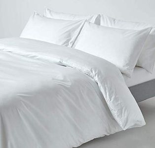 HOMESCAPES Juego de Cama en 100% Algodón Egipcio 200 Hilos, Funda de Edredón 200x200 cm y 2 Fundas de Almohada 50x75 cm, Color Blanco