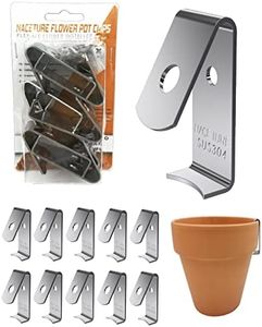 NACETURE 12 Pack Stainless Steel Plant Hangers Flower Pot Clips - Outdoor Wall Hook Metal Stand Holds 5" to 8" Standard Sliver