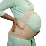 MOELELO Pregnancy Support Belt 3 in 1 Pre Natal-Belly Band, Breathable Adjustable Abdominal Binder Pelvic Waist Support, Helps in Back Pain, Pre and Postpartum, XL, Beige