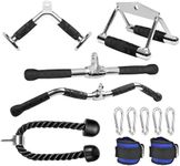 ALABX Gym Cable Attachments Set - LAT Pulldown Accessories Weight Training Pulley System for Home Gym, Arm, Biceps Curl, Tricep Workouts (7PCS)