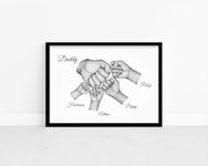 Personalised Father And Children Family Print - Birthday Gift - Dad, Daddy Gifts From Son or Daughter - A5, A4, A3 Prints & Framed