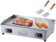 PioneerWorks 29" Commercial Electric Griddle, 110V, 3000W Resterant Countertop Griddle, Stainless Steel Flat Top Grill With Adjustable Temperature Control 122°F-572°F(No Plug)