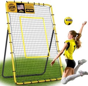 Volleyball Rebounder Net 7x4 ft -5 Angles Adjustable, Outdoor Portable or Home Training Equipment, Backyard Volleyball Trainer with Rebound Net, with Travel Bag (4X6.9)