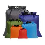 HVASITOP 6 Pack Waterproof Dry Bag Set, Lightweight Outdoor Dry, Waterproof Dry Bags Keep Gear Dry, Six sizes and colors for Hiking, Backpacking, Kayaking, Camping, Swimming, Boating (Black, Dark blue, Green, Light blue, Orange, Red)