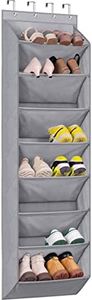 KEETDY Over the Door Shoe Organizer with 8 Deep Pockets, Hanging Shoe Rack for Closet Hanger Fits 20 Pairs Shoe Holder for Narrow Door Shoe Storage, Grey