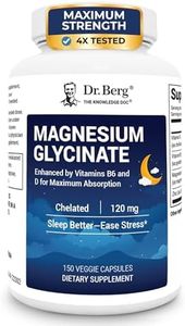 Dr. Berg Magnesium Glycinate with Vitamin D, B6 & Zinc for Stress Relief, Calm, Relaxation, & Good Sleep* - 120 mg Per Magnesium Supplement Capsule - Chelated Magnesium Glycinate - 150 Caps