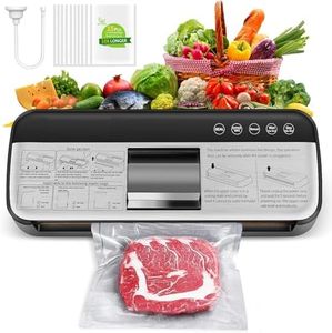 85KPA Food Vacuum Sealer Automatic Sealing Machine One-Click for Dry/Wet Food Jars, 300mm Wide Seal, 5-in-1 Food Preservation Dry Moist Sealing Modes, Includes 15 BPA-Free Bags