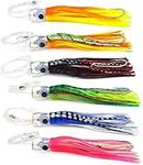 ANCLLO 6Pcs Rigged Trolling Lure Marlin Tuna Mahi Dolphin Durado Wahoo Octopus Skirted Fishing Lures