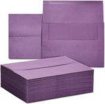 100 Pack 5x7 Invitation Envelopes, A7 Gummed Seal Square-Flap Invite Envelope for Wedding, Holiday, Birthday, Baby Shower - Purple - 120 GSM - 5.25 x 7.25 inch