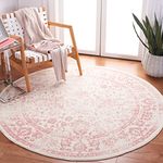 Safavieh Adirondack Collection ADR109H Oriental Distressed Area Rug, 7' x 7' Round, Ivory / Rose