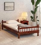 SMAART CRAAFTS Solid Sheesham Mexico Single Size Bed: A Stylish Wooden Cot for Bedroom and Hotel Furniture with Light Walnut Finish (Mattress Size-36 x 78 Inches)